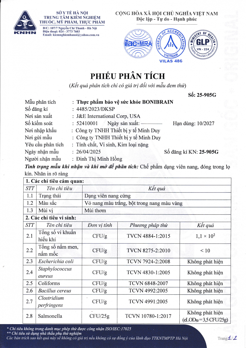GIẤY PHÉP BONIBRAIN CỦA BỘ Y TẾ